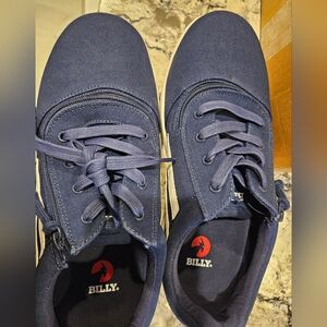Billy Mens Navy/ White CS Low Sneaker With Zipper Size 14